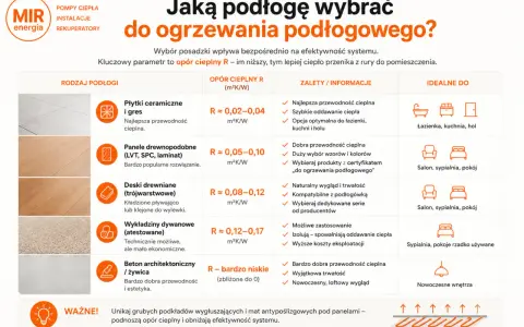Porównanie podłóg: płytki, panele, deski, wykładziny, beton. Wybierz najlepszą podłogę do ogrzewania podłogowego, zamiast grzejników.