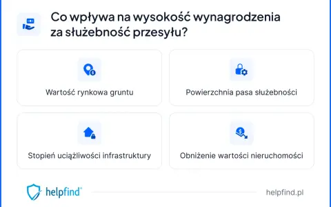 Czynniki wpływające na to, ile żądać za służebność przesyłu: wartość gruntu, powierzchnia pasa, uciążliwość infrastruktury, obniżenie wartości nieruchomości.