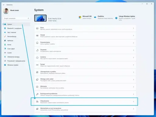 Odzyskiwanie systemu Windows, gdzie znajdziesz opcje resetowania i zaawansowanego uruchamiania, aby przywrócić sterownik Titanic do ustawień fabrycznych.